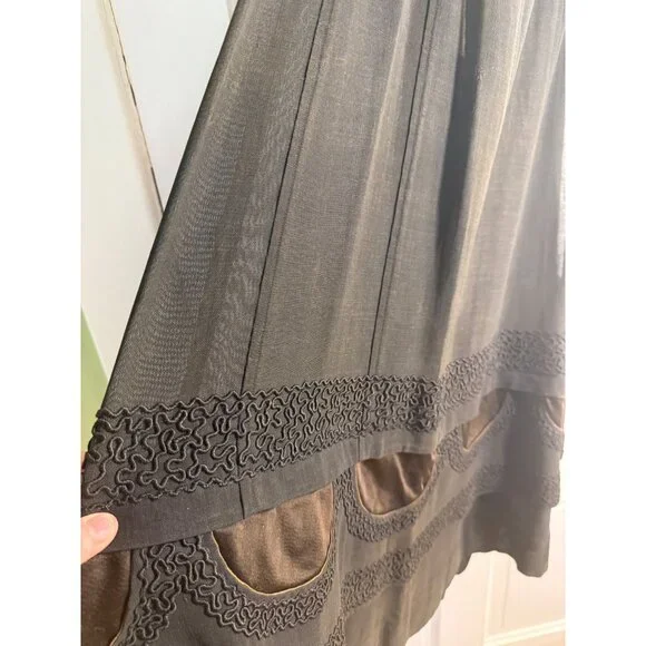 Antique 1910's French Voile Black Skirt Soutache Velvet Embellished XS - Picture 11 of 16